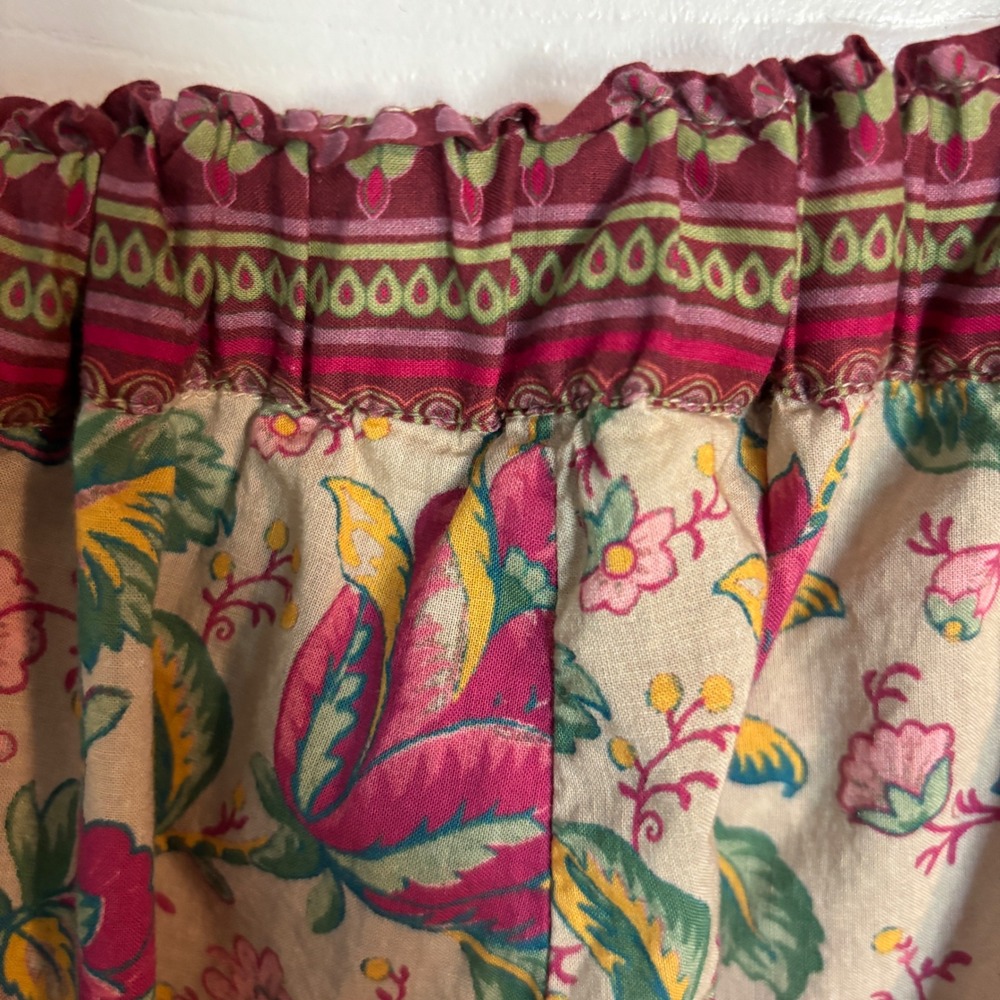 Sundance 100% Cotton Boho Cottage Whimsigoth  Floral Print Drawstring Pants XL - Picture 6 of 15